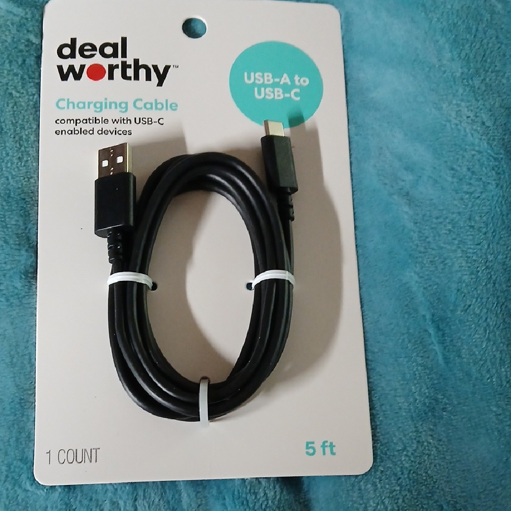 Black USB-A to USB-C Charging Cable
